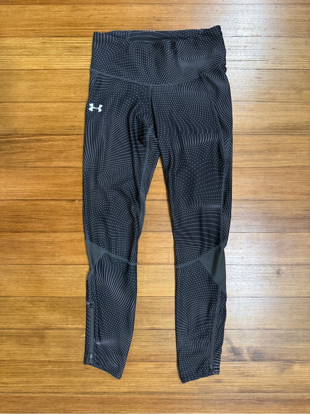Under Armour HeatGear Compression Running Leggings Black Print Medium